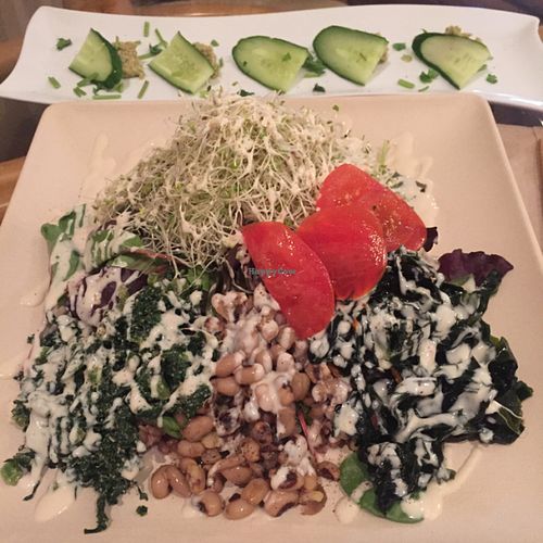 The Yogini with a side dish of cucumber and hummus. Soooo good! at Peace Cafe in Honolulu