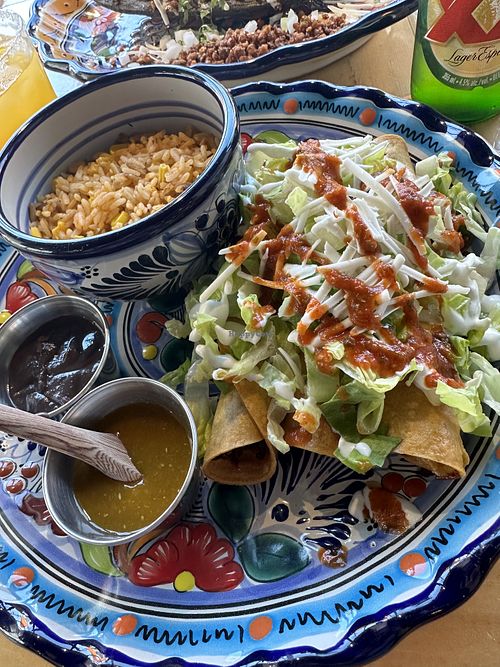 Chickn flautas with Tres Compadres salsa  at Mexhico Restaurant in Barrie