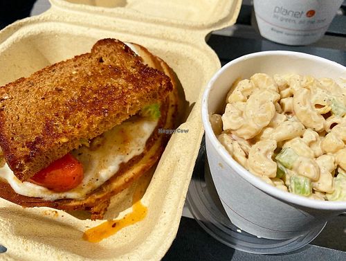 Half sandwich and side at Vida's Plant Based Butcher in Columbus