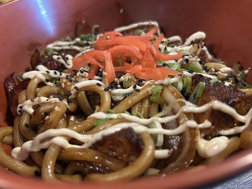 Yaki Udon noodles with crispy tofu   at YUZU Street Food in York