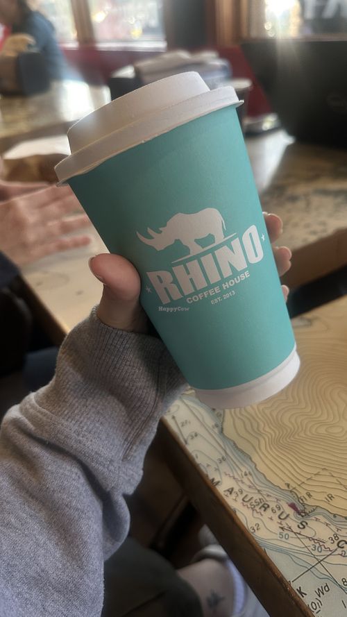 Oat milk latte  at Rhino Coffee House in Tofino