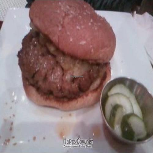 seitan truffle burger at The Addiction Bistro in West Hollywood