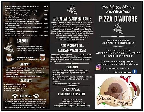 Menù 2 at Pizza d'Autore in San Polo Di Piave