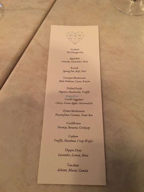 The menu! at Brass Heart in Chicago