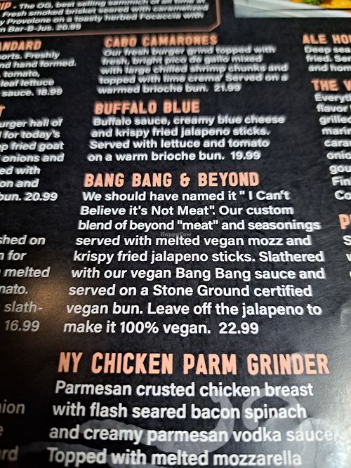 Does not come with vegan side at Rail Station & Ale House in Wenatchee