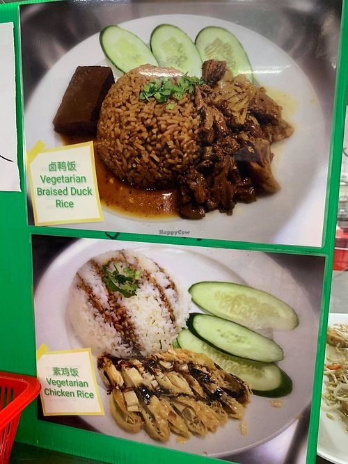 Vegetarian braised duck rice and chicken rice. 
Photo by Henry Lau aka Mr Purple. at Vegetarian 斋 in Central Singapore