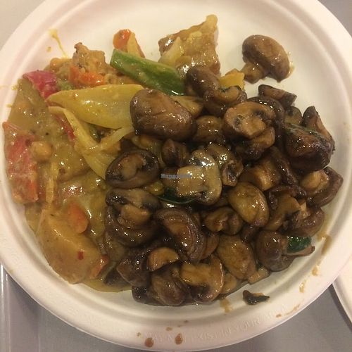 Sweet potato curry and basil mushrooms  at Loving Hut - Westfield Mall Food Emporium in San Francisco