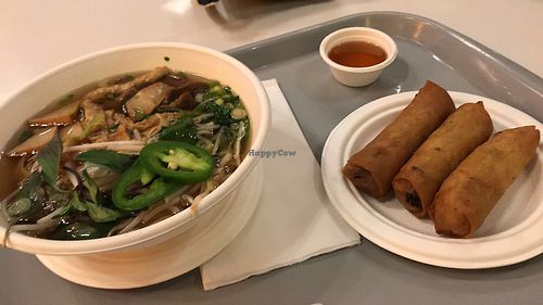 Pho and egg rolls  at Loving Hut - Westfield Mall Food Emporium in San Francisco