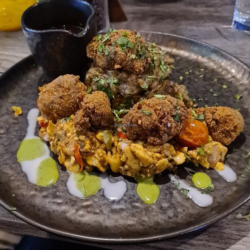 Fried 'chicken' and Jamaican gravy at Jam Delish in North London