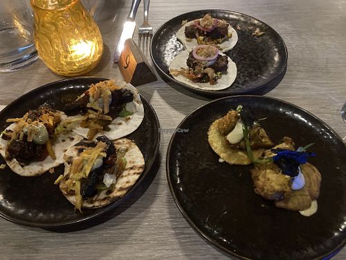 Starters (there were three of each - some were eaten before I took the photo)  at Jam Delish in North London