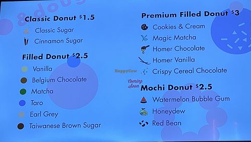 Menu board at Dot & Dough in Stanton