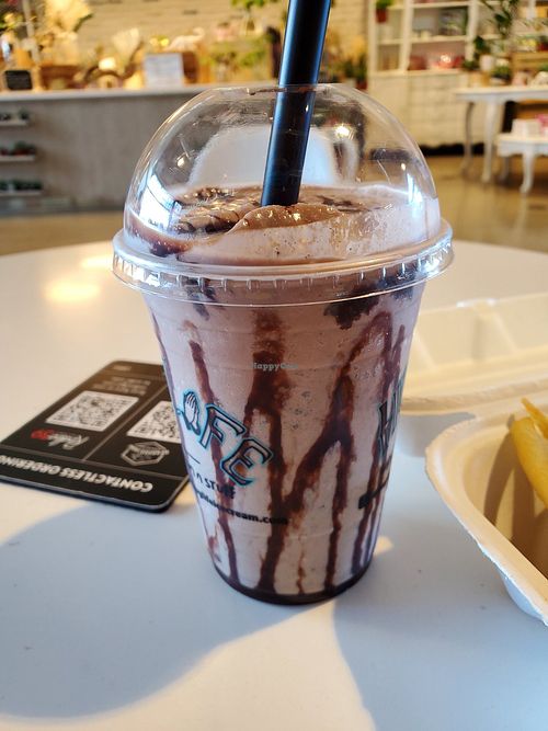 Banana shake at BeLeaf Burgers in Stanton