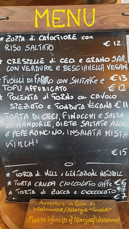 Menu on a day in early March 2022 at Orestes Hütte in Gressoney La Trinite