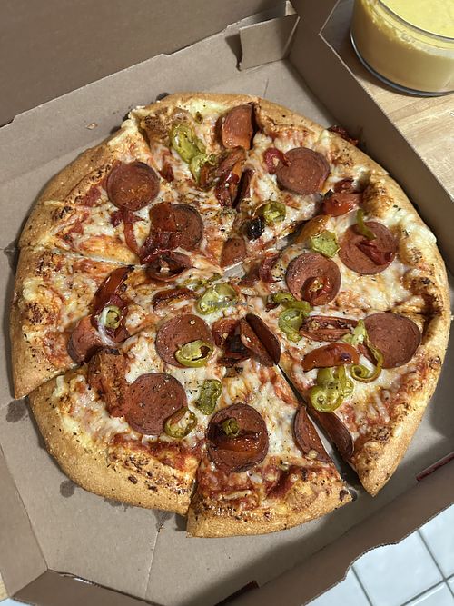 Vegan spicy Italian  at Toppers Pizza in Mankato