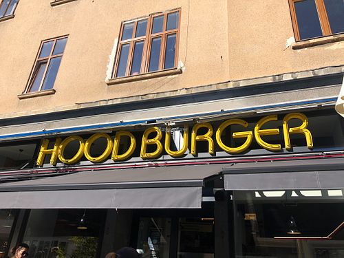 sign at Hood Burger in Ljubljana
