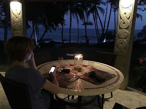 Ocean front at Ylang Ylang Beach Resort Restaurant in Montezuma