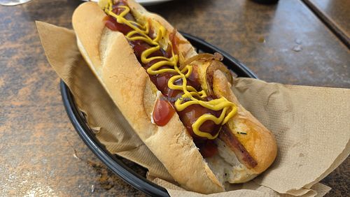 Hotdog with the lot at The Little Red Grape Co in Sevenhill