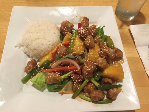 my sweet and sour pineapple dish at Vegan Kitchen in Naples