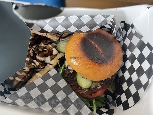 Burger & samurai fries  at Miso & Shiso in North Bay