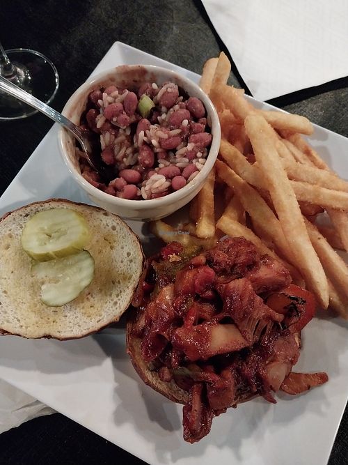 BBQ jackfruit, red beans & rice at Neil St Blues in Champaign