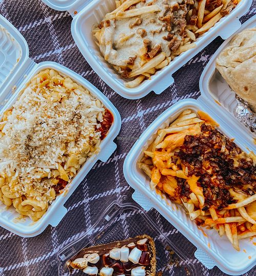 Mac and cheese and loaded fries at The Happy Hooligans in Santa Clara