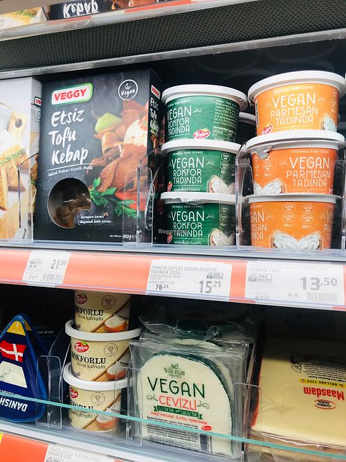Vegan kebab and tofu. at Migros in Istanbul