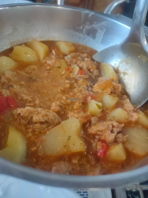 Marmitako vegano (menu campeonato mundo Duatlón) at Thundersgreen in Aviles