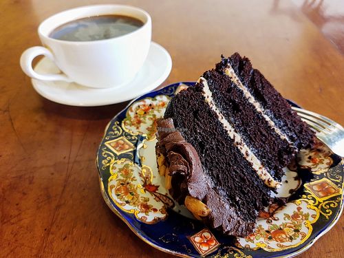 Vegan chocolate cake at Temperance in Leamington Spa