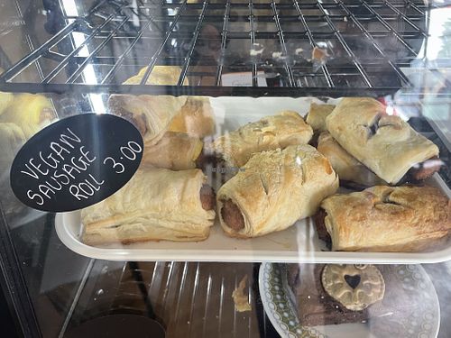 Vegan sausage rolls - mushroom and marmite or mustard available   at Bird & Bean in Frinton-on-sea