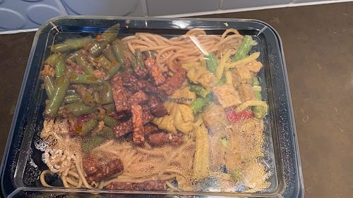 Meal A: noodles. This is how they serve it and you heat it at home.  at Toko Naga in Tilburg