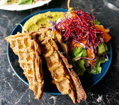 Savory waffle at Café Contresort in Paris