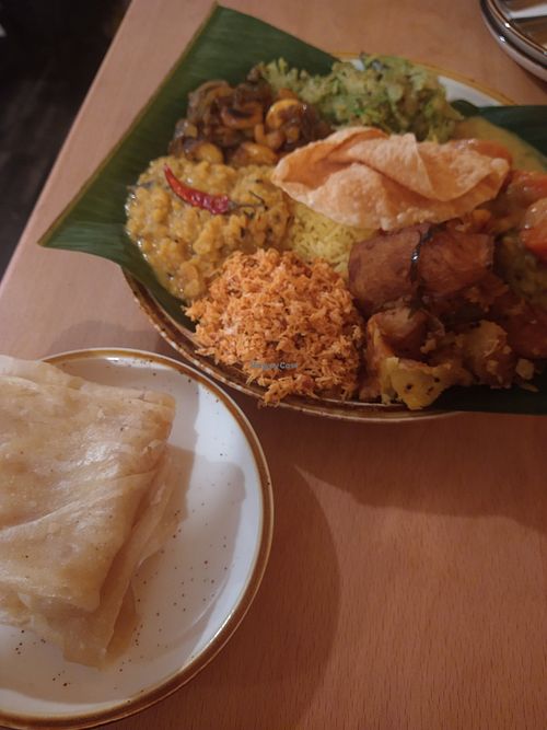 Plate of the day and roti at Mirisata in Portland