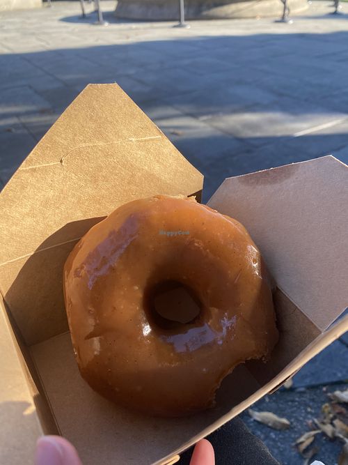 Dulce de leche donut to go  at Guevara's in Brooklyn