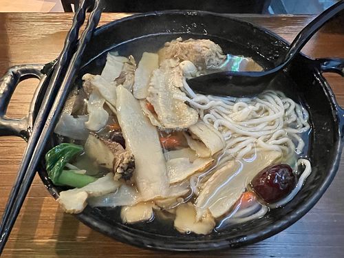 Herbal noodles- soup is very good!  at Leaf Corner 慈素 - Tai Seng in Central Singapore