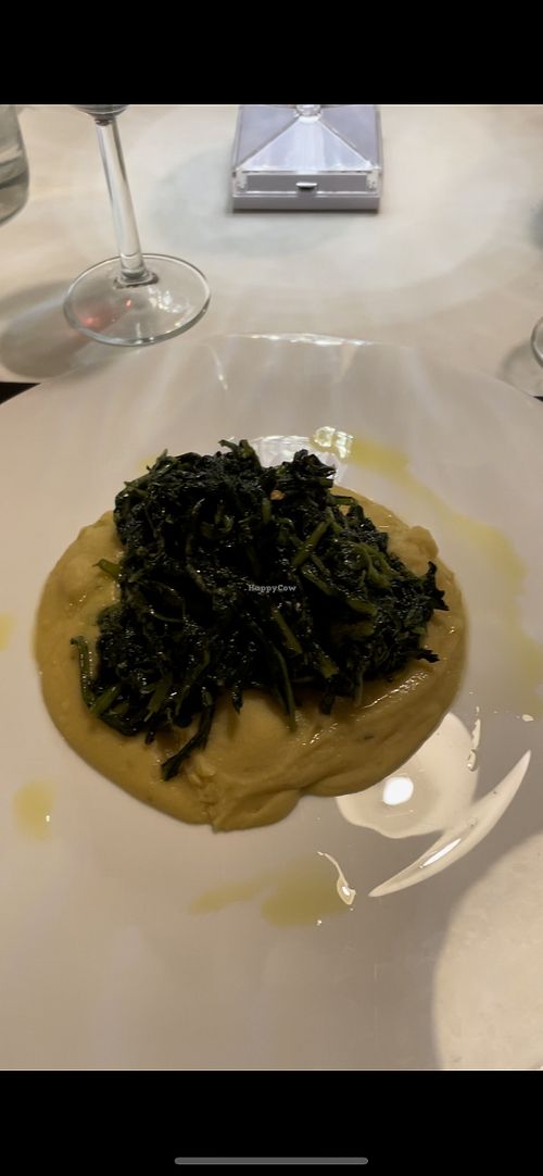 fava bean puree and chicory  at MiBiò bistrot in Milan