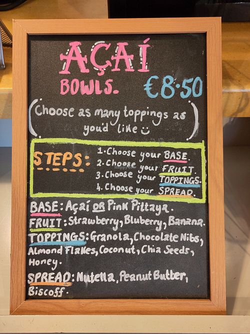 Acai bowls at Under the Clock Cafe in Waterford