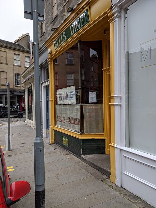 Outside at Bells Diner in Edinburgh