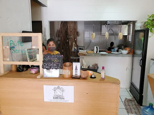 Inside counter and kitchen at Madre Milpa in Playa Del Carmen