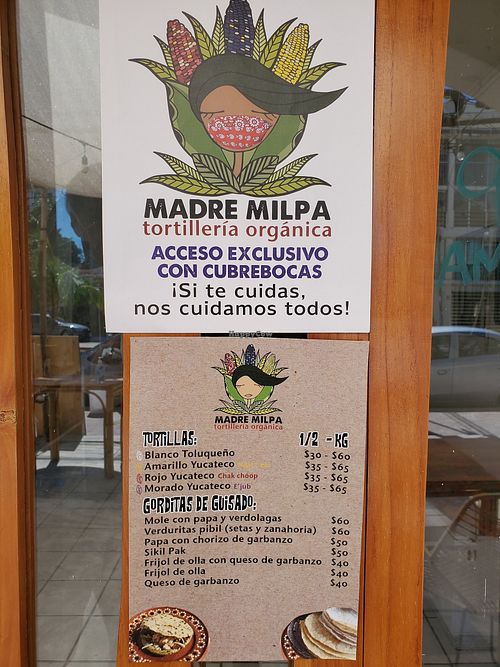 Menu at Madre Milpa in Playa Del Carmen