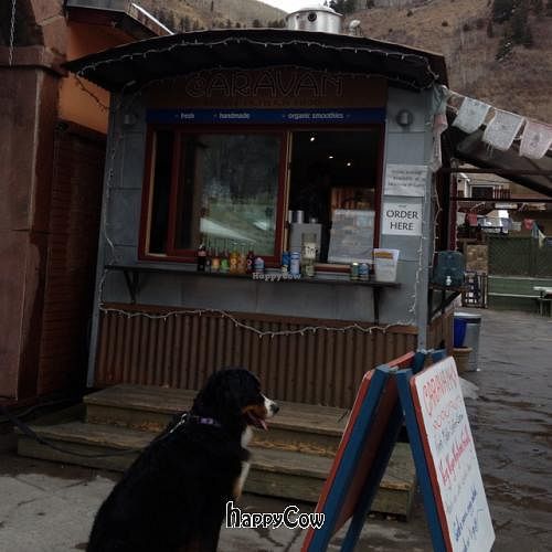 exterior of the caravaan restaurant. it's a take out. can either sit at tables outside or be served at restaurant next door.  at La Cocina de Luz in Telluride