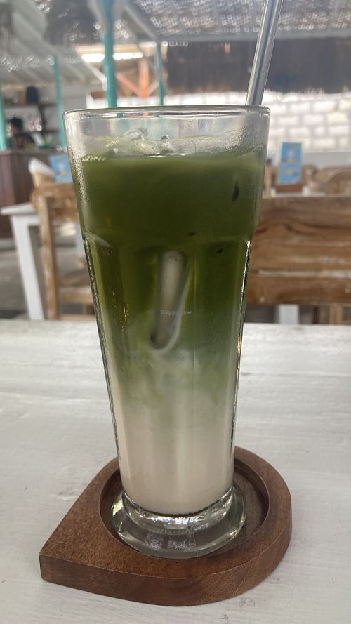 Iced matcha latte with oat milk  at Sunny Cafe in Penida Island