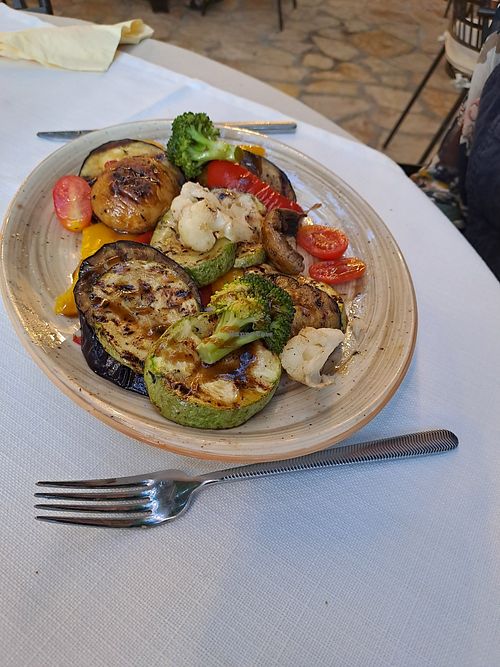 Roasted vegetables at Sebastian's Family Taverna in Corfu