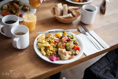 First plate at  the weekend brunch buffet (all you can eat) at Soya Cantine Bio in Paris