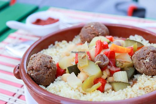 couscous with vegetables and soy balls at L'Atelier in Mecina Fondales