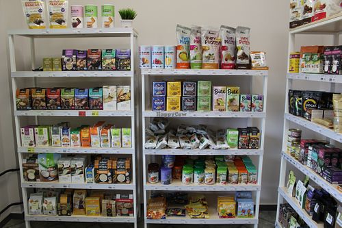Different kinds of flour, seeds and crispbreads at Polezno in Irkutsk
