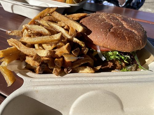 Island spice burger at Island Spice Vegan 707 in Hopland