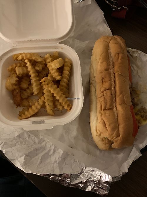 Slutty fries and "Hollywood Hooker" vegan Philly sandwich to go

 at Slutty Vegan - Edgewood in Atlanta