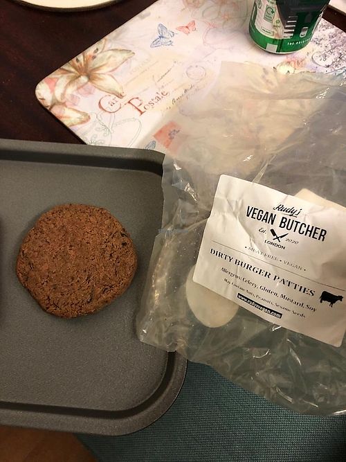 Dirty burger patties (gets 2) at Rudy's Vegan Butcher & Diner in North London