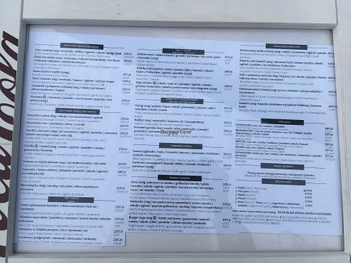 menu at Browar Port in Gdynia