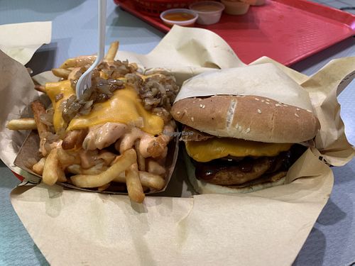 BBQ western burger with animal style fries   at Nice Burger - Santa Ana in Santa Ana